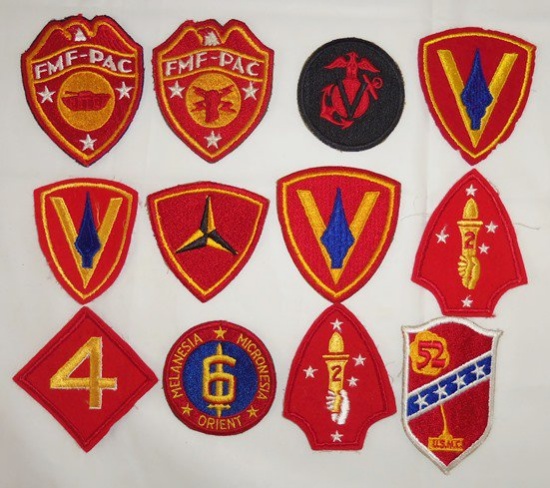 12 pcs. WWII Period USMC Patch Grouping
