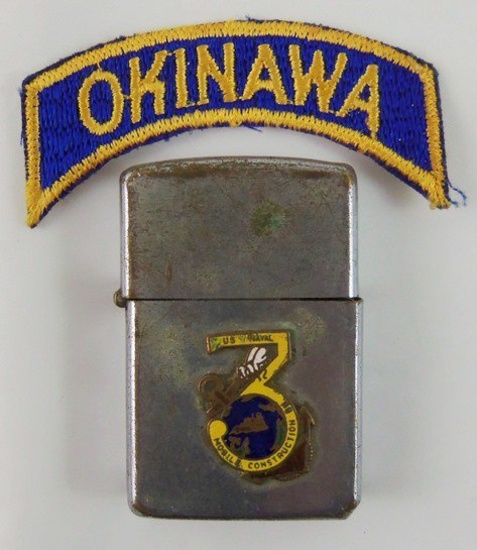 Scarce 3rd Naval Mobile Construction Battalion Lighter/Okinawa Tab (MA44)