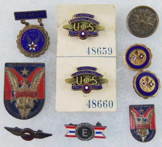 10 pcs. WW2 Period US Production Award Pins/Badges