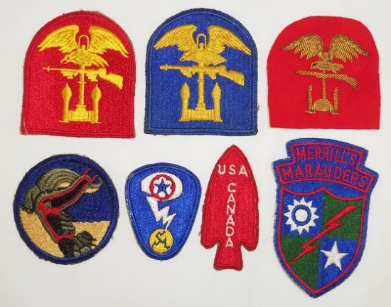 7 pcs. Scarce US Patch Grouping-FSSF-MERRILL'S MARAUDERS