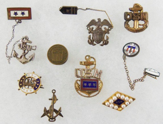 9 pcs. WW2 Period USN/US Maritime Sweetheart Jewelry