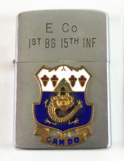 Early Vietnam War Period 15th Infantry Regt./Easy Co. Zippo Cigarette Lighter (MA43)