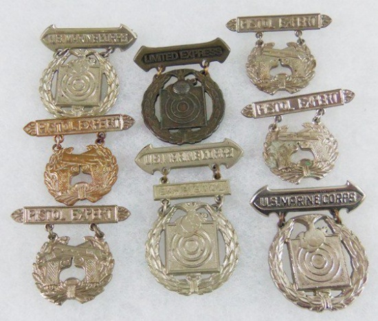 8pcs-Pre WW2/Early WWII/Vietnam War USMC Marksman Badges