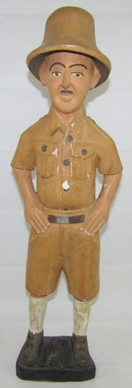 WW2 Period Carved Trench Art Tropical/DAK Soldier (MA13)