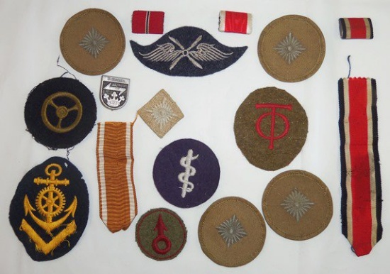 17pcs-Misc WW2 German Ribbons/Patches Etc.