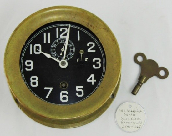 Rare WW2 Period USN Chelsea #2 Deck Clock-Attributed USS Archerfish Submarine (SS-311)