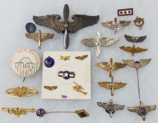 23pcs-Misc. WW2/Later AAF Sweetheart Pins/Cadet Visor Cap Device