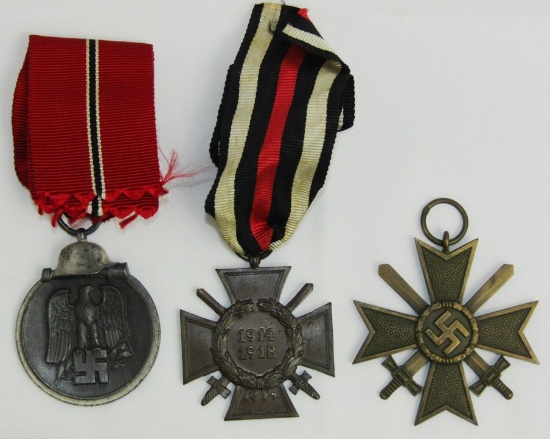 3pcs-WW2 German Eastern Front/War Merit Cross/WW1 Honor Medal