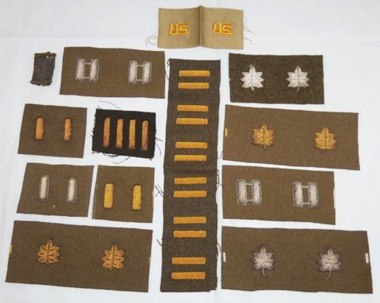 Grouping WW2 Period US Officer Bullion Rank Insignia