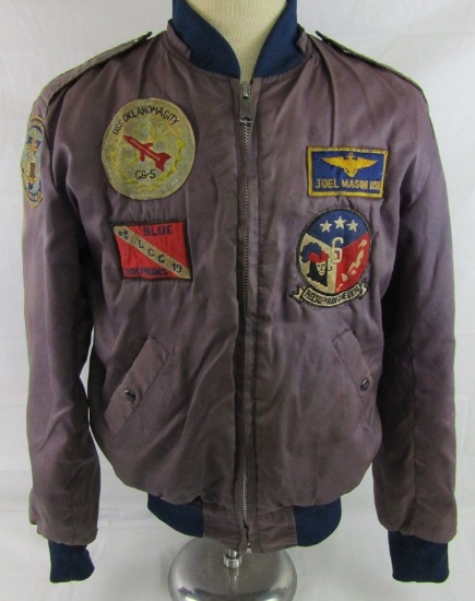 Early MA-1 Style Flight Jacket With USN Squadron/Ship Patches-Named