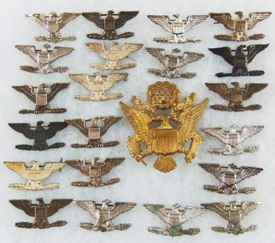 22pcs-WWII US Colonel Rank Insignia-Pin Back Sterling