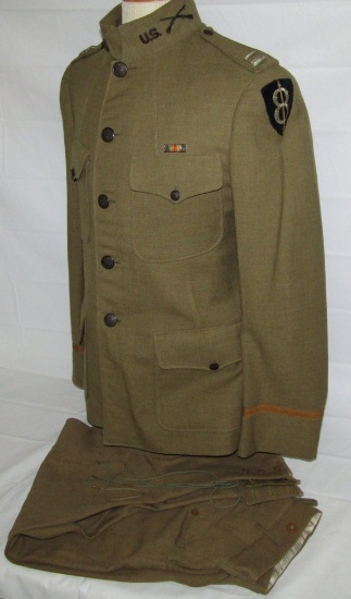 WW1 U.S. 8th Infantry Division Officer's Tunic With Pants-Bullion Patch