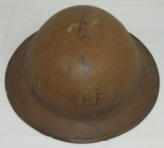 WW1 U.S. Soldier Issue British MKI Helmet-A.E.F. 56th Artillery Markings
