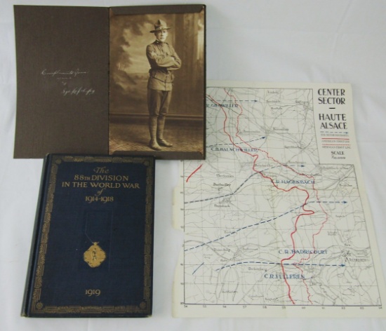 WW1 U.S. 88th Division Unit History Book With Named Soldier Portrait Photograph.