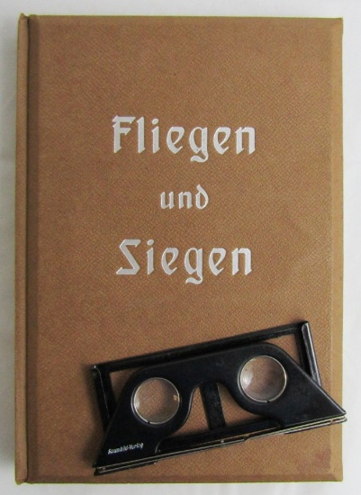 Scarce WW2 German Stereoview Photo Book "Fliegen Und Siegen" Luftwaffe Focus.