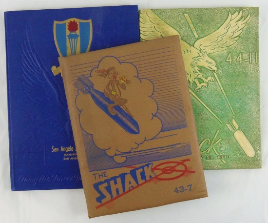 3pcs-WW2 San Angelo Army Air Field Bombardier Training Class Yearbooks-"The Shack"