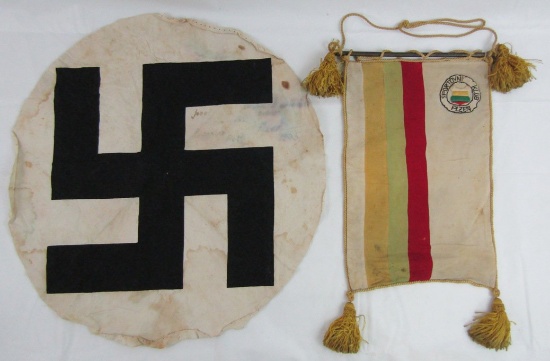 2pcs-WW2 German POW Soldier Cloth Items-Swastika Flag Center-Sports Assoc. Banner