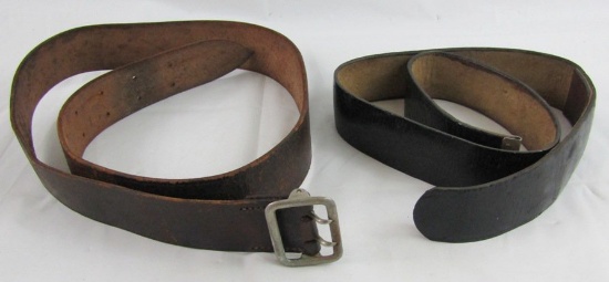 2PCS-ww2 German NSDAP Leather Belt/Ersatz Civil Worker Belt-Named Reichsbahn