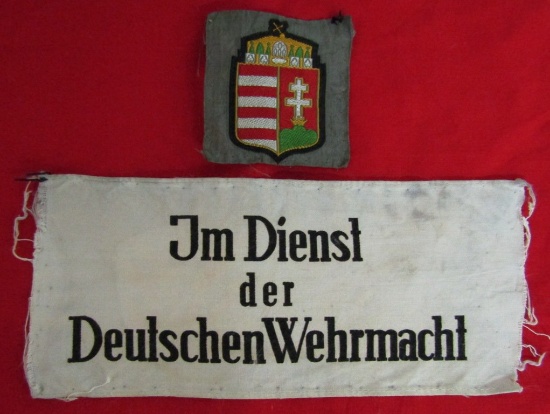 2pcs-WW2 Uniform Removed- In Wehrmacht Service Armband/Hungarian Volunteer Arm Shield