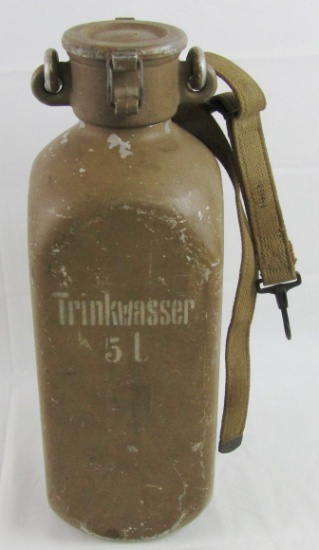 WW2 German 5 Liter Aluminum "Trinkwasser" Water Bottle W/Tropical Finish