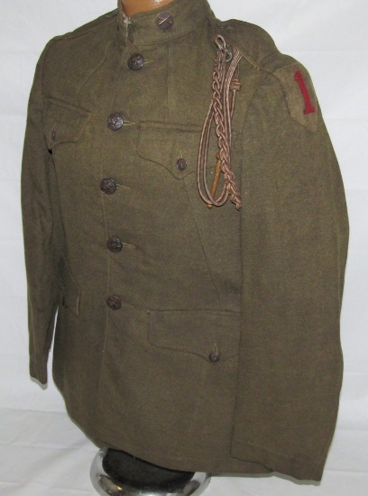 WW1 US 1st Infantry Division Tunic With Croix De Guerre Lanyard