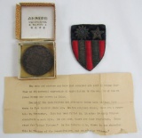 2pcs-Scarce Chiang Kai-Shek Allied Victory Medallion/Bullion CBI Patch