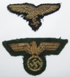 2pcs-Gold Bullion Luftwaffe General/High Rank Civil Leader M43 Cap Eagles