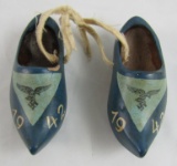 Unique WW2 Period Dutch Wooden Shoe Miniature Souvenirs W/Luftwaffe Insignia-Dated 1942