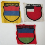 3pcs-WW2 Wehrmacht Foreign Volunteer Arm Shields-Georgian-Armenian-Aserbaidschan