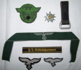 7pcs-WW2 Nazi Insignia-Customs Title-Luftwaffe Cap Eagles-Police Eagle-HJ Sports Strip..Etc..