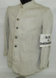 3pcs-Wehrmacht HBT Drill Shirt/Tunic With Wehrmacht Service Armband and Photograph found in Pocket