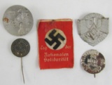 5pcs-Misc WW2 German Rally Badges/Stickpin Etc.