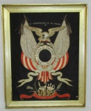 Early 1900's Hand Embroidered USN/USMC Framed Remembrance For the 