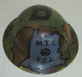 WW1 U.S. Issue British MKI Helmet W/Camo Finish-M.T.C./523rd S.S.U Ambulance Transport