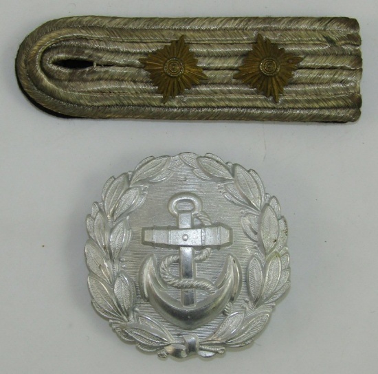 2pcs-WW2 Slip On Shoulder Board For Kreigsmarine Kapitanleutnant Rank-Belt Buckle