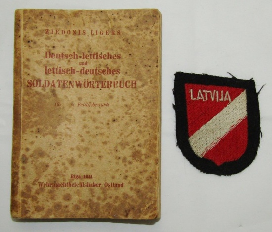 WW2 Waffen SS Foreign Volunteers "Latvian" Arm Shield/Latvian-German Soldier's Dictionary