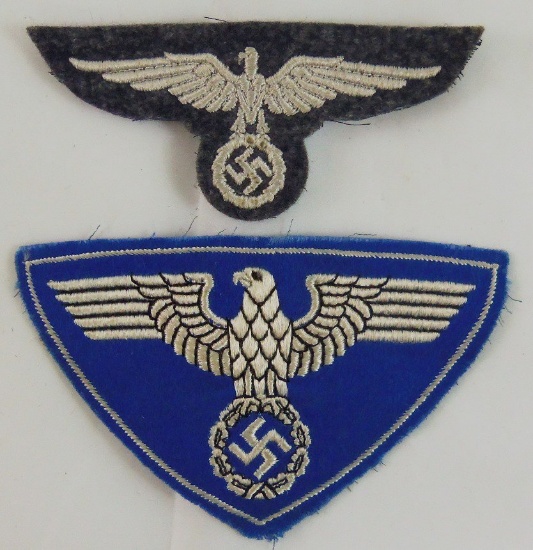 2pcs-Railway Protection (Bahnschutz) Police Arm Eagle & Reichspost Sports Shirt Eagle