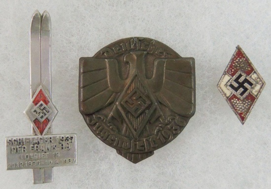 3pcs-Hitler Youth Related Pins-Rally Badge