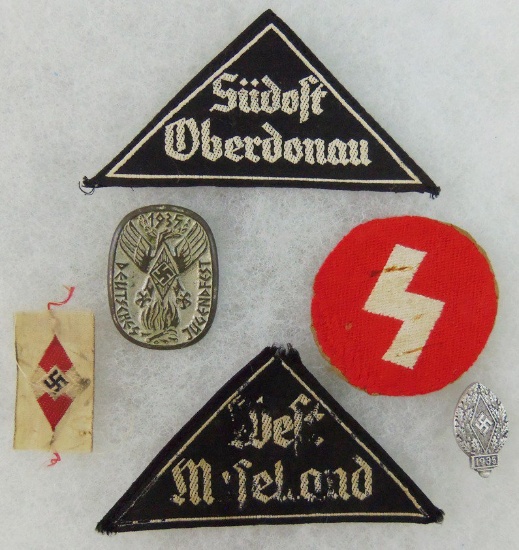 6pcs-Misc Hitler Youth Insignia-Female District Patches-Rally Pins