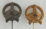 2pcs-WW2 Nazi Silver & Gold Donation Stickpins