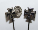 2pcs-WW2 Iron Cross 1st Class/Silver Wound Badge Combo Stick Pins.