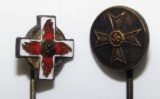 2pcs-Nazi Fire Brigade 1st Class And 3rd Class War Merit Medal Stickpins