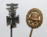 2pcs-WW1 Cut Out Gold Wound Badge And WW1 Iron Cross 1st Class With Spange