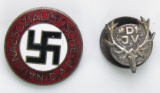 2pcs-NSDAP Party and DJV Hunting Association Button Hole Pins