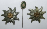 3pcs-Mountain Troops Metal Edelweiss Cap Insignia-Edelweiss Enamel Stickpin