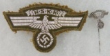 WW2 NSKK NCO/Officer's Flatwire Sleeve Eagle With RZM Label/Stickpin