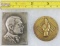 2pcs-Miniature Metal Hitler Bust Plaque-1934 Gau Mainfranken Political Leaders Badge