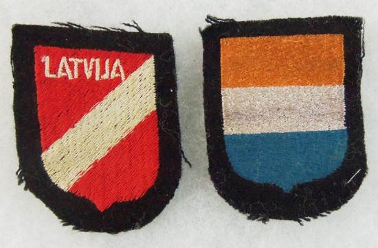 2pcs-WW2 Waffen SS Foreign Volunteer Arm Shields-Latvia/Holland