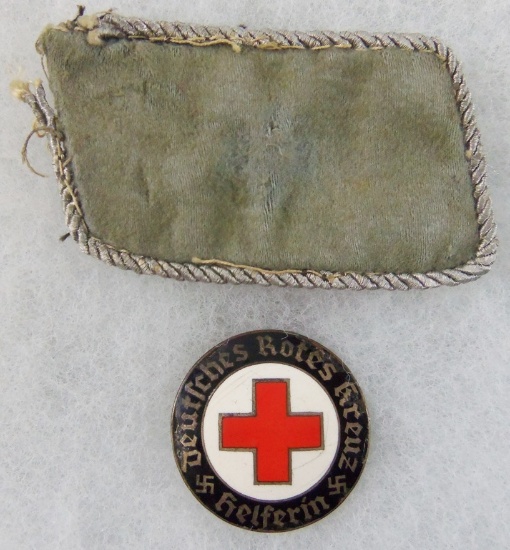 2pcs-WW2 DRK (German Red Cross) Collar Tab-Enamel Helper Badge