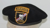 Rare Early Vietnam War 46th Special Forces Ranger Co. Black Beret (U-17a)